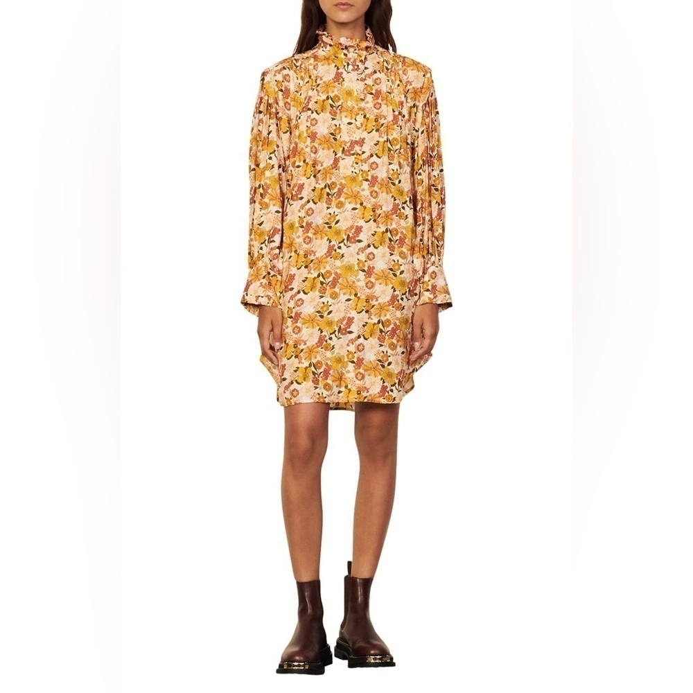 SANDRO PARIS floral long sleeve mini dress 38/Small NWT
